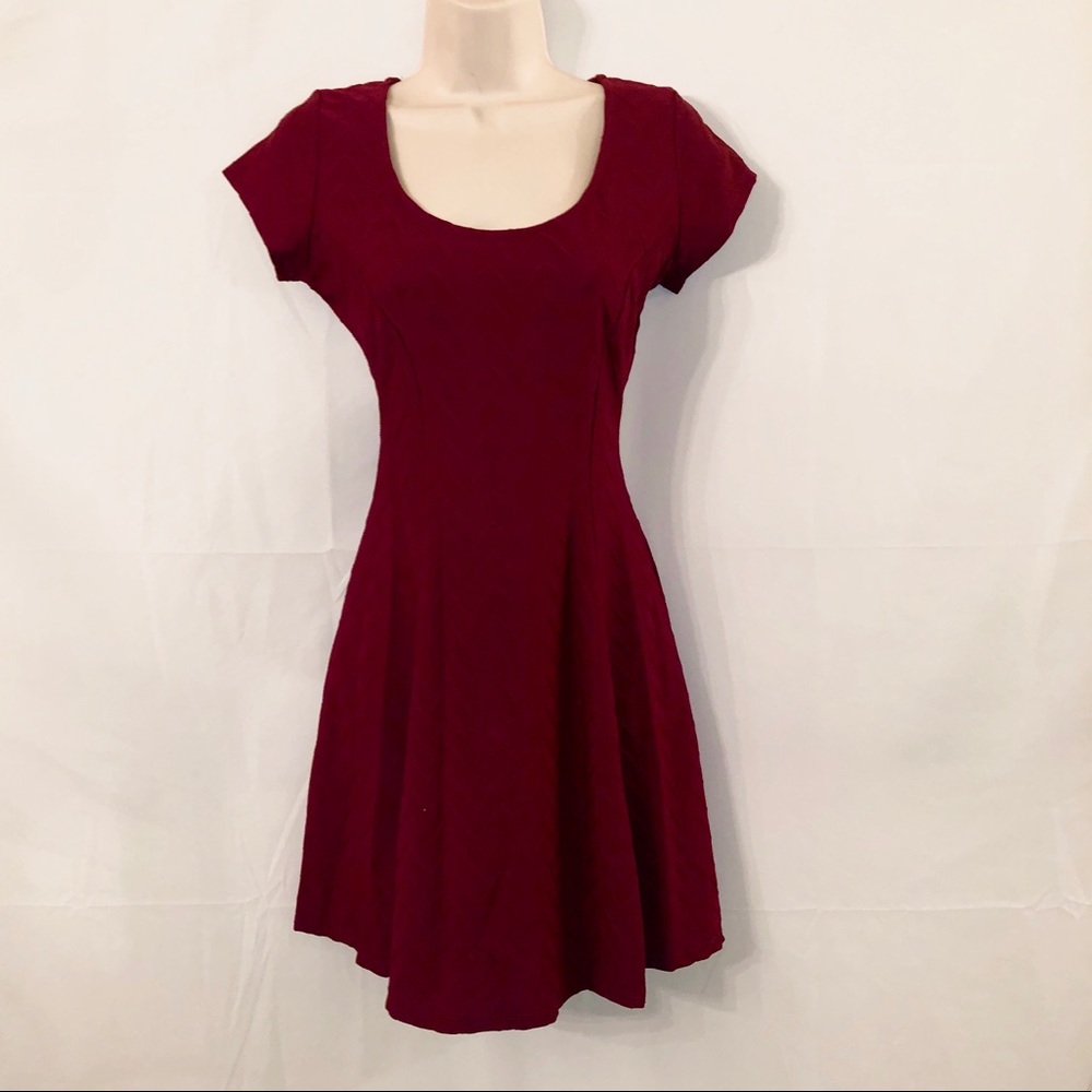 Red chevron skater dress